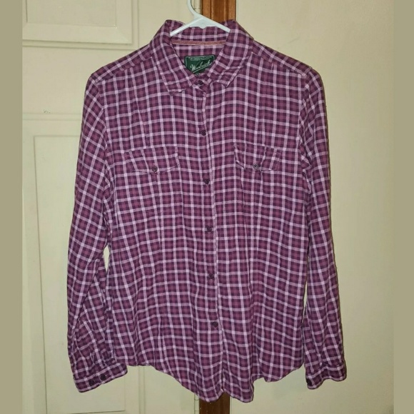 Woolrich Flannel Plaid Button Up Petite Medium PM - Picture 3 of 6